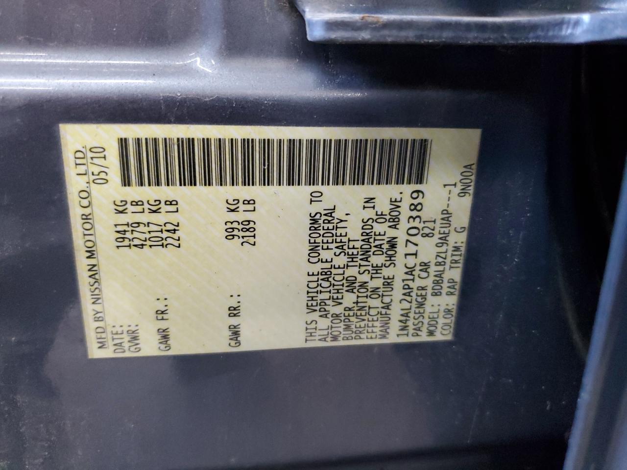 1N4AL2AP1AC170389 2010 Nissan Altima Base