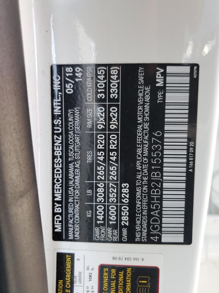 2018 Mercedes-Benz Gle 350 4Matic VIN: 4JGDA5HB2JB155376 Lot: 69493274