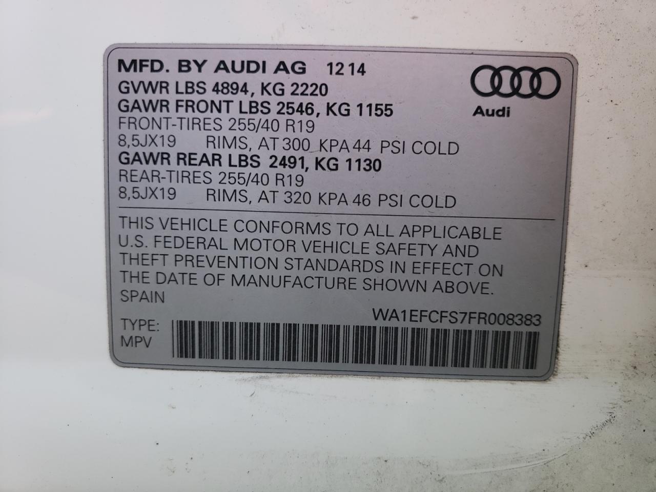 WA1EFCFS7FR008383 2015 Audi Q3 Premium Plus