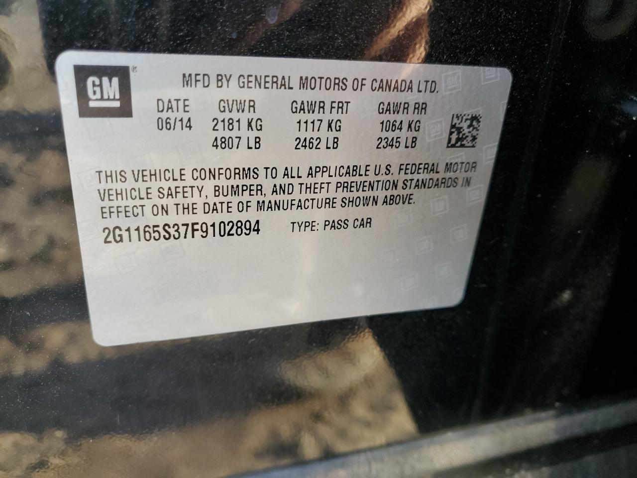 2G1165S37F9102894 2015 Chevrolet Impala Ltz