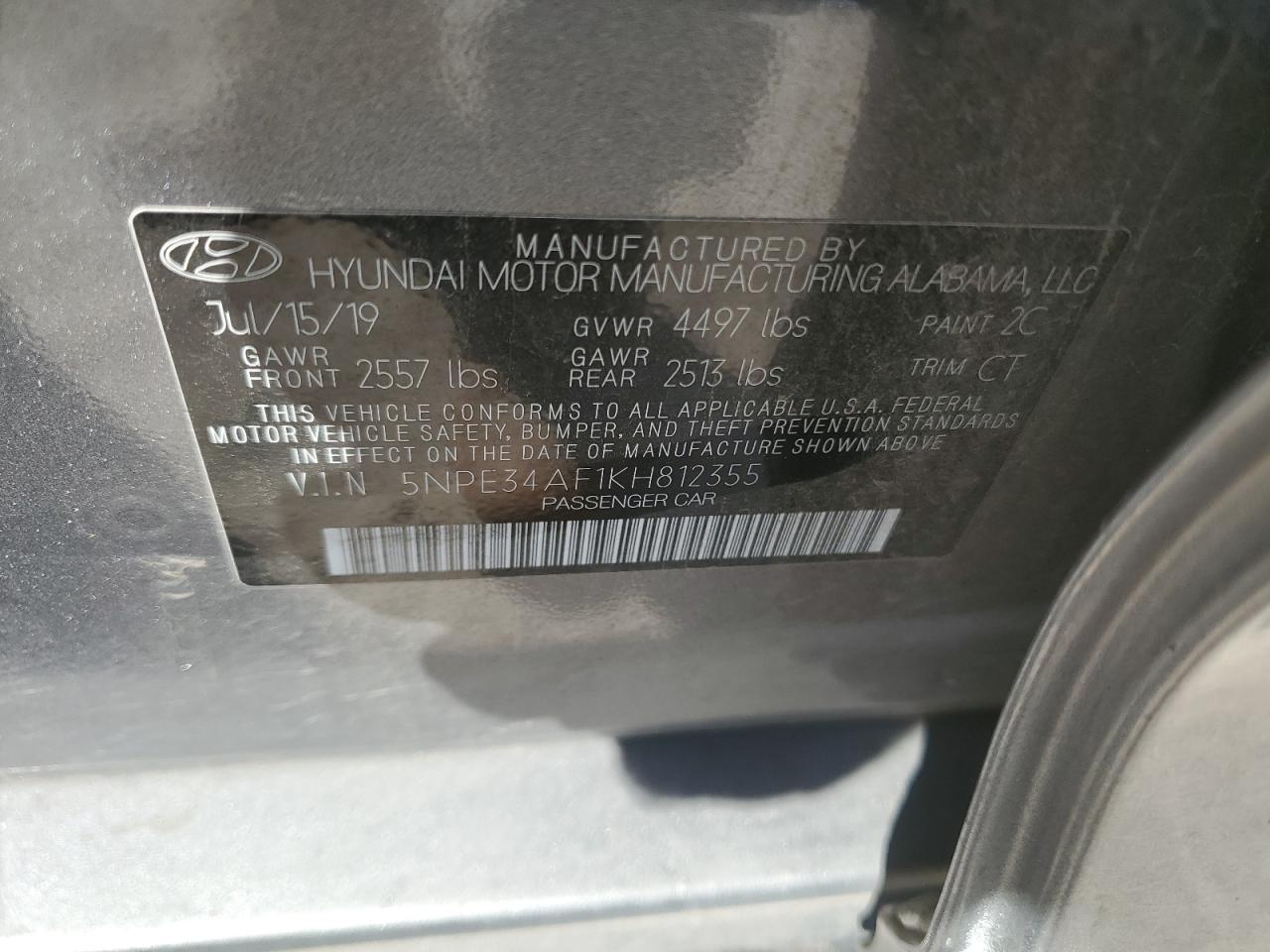 5NPE34AF1KH812355 2019 Hyundai Sonata Limited