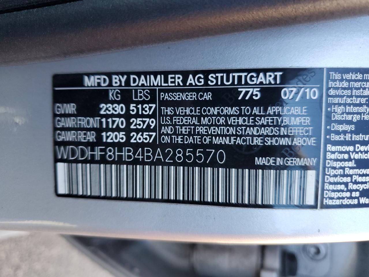 WDDHF8HB4BA285570 2011 Mercedes-Benz E 350 4Matic