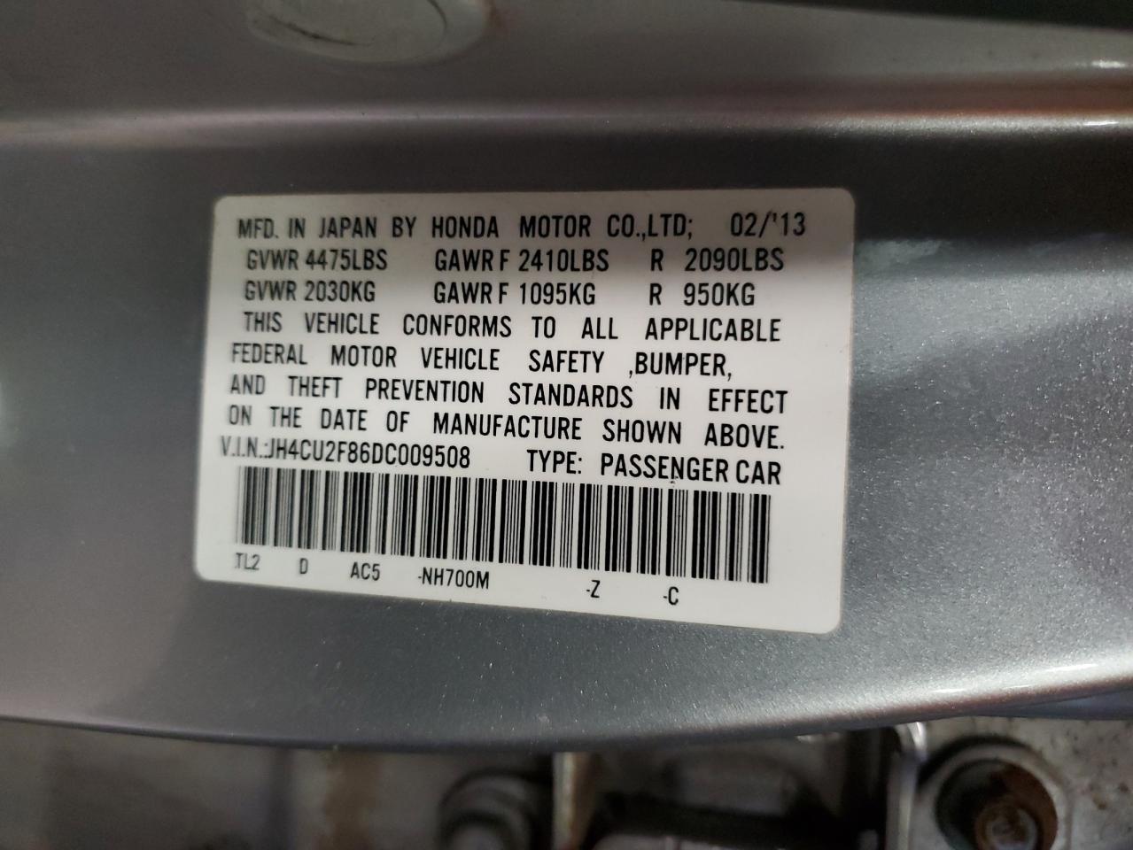 JH4CU2F86DC009508 2013 Acura Tsx Se