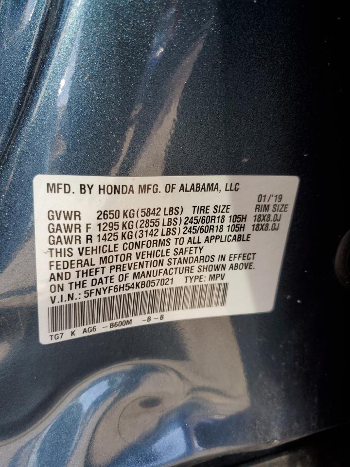 5FNYF6H54KB057021 2019 Honda Pilot Exl