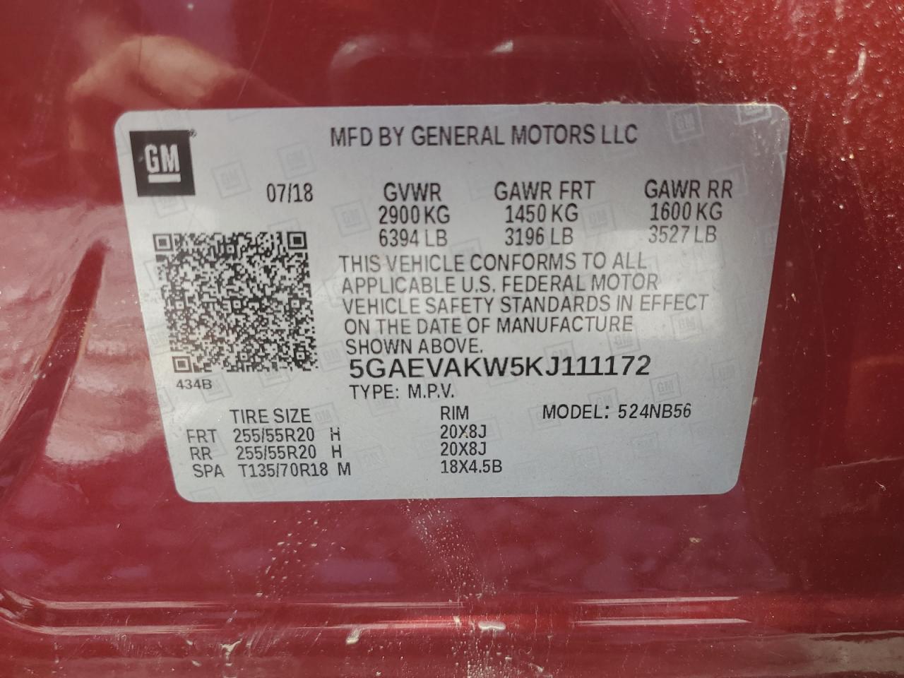 5GAEVAKW5KJ111172 2019 Buick Enclave Essence