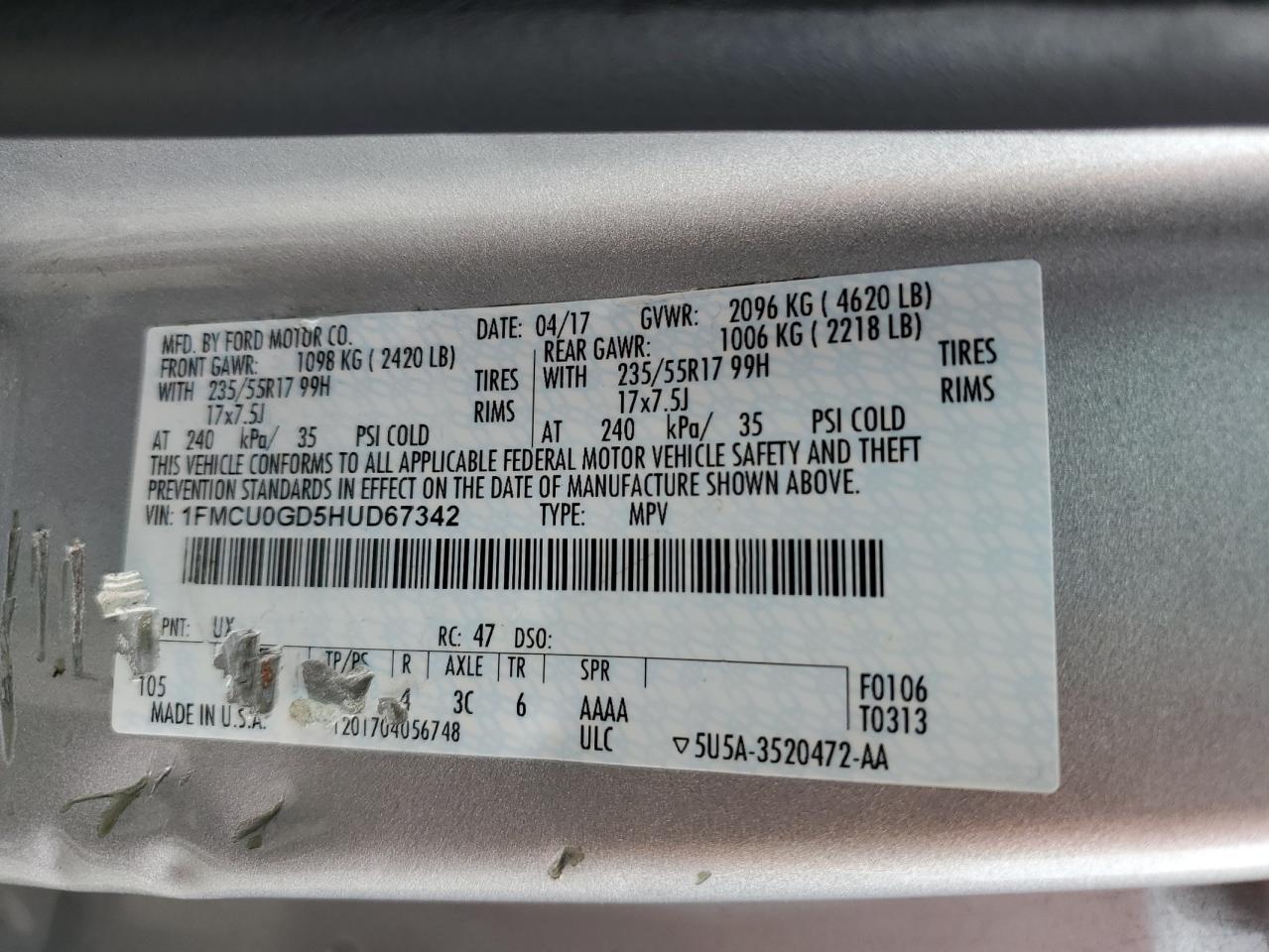 1FMCU0GD5HUD67342 2017 FORD ESCAPE - Image 13