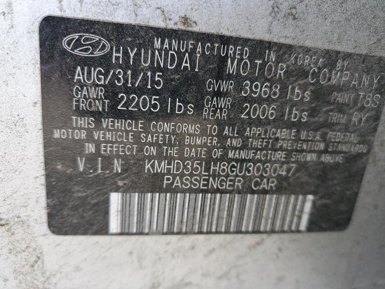 2016 Hyundai Elantra Gt VIN: KMHD35LH8GU303047 Lot: 70172144