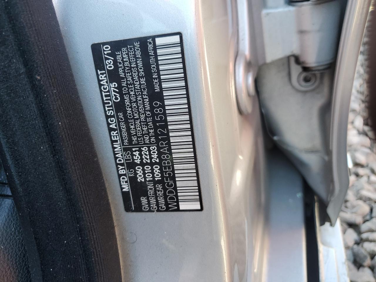 2010 Mercedes-Benz C 300 VIN: WDDGF5EB8AR121589 Lot: 72650464