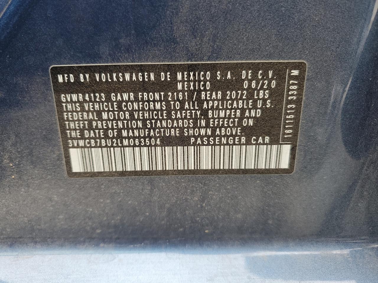 2020 Volkswagen Jetta S VIN: 3VWCB7BU2LM063504 Lot: 71374544