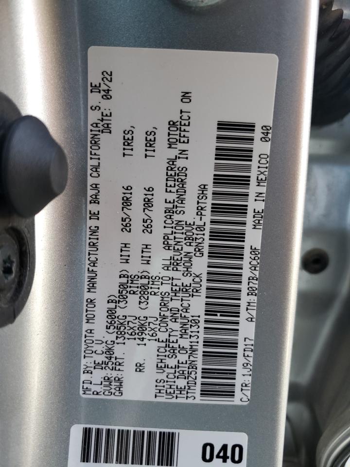 3TMDZ5BN7NM131301 2022 Toyota Tacoma Double Cab