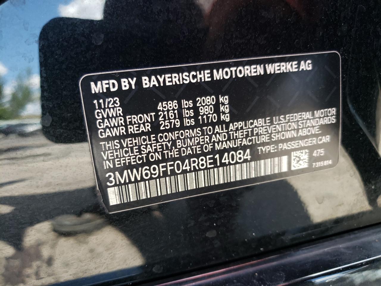 3MW69FF04R8E14084 2024 BMW 330I