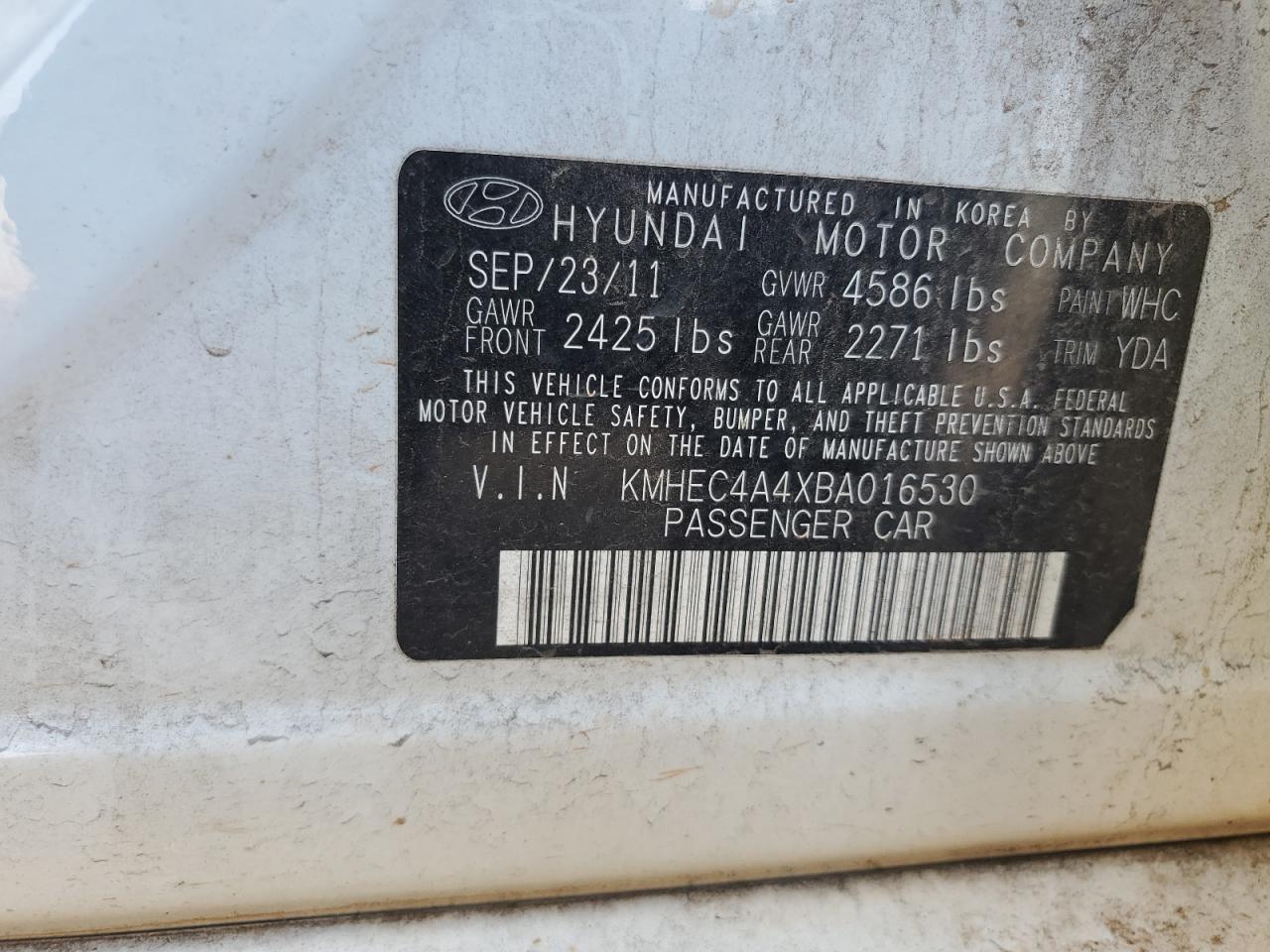 2011 Hyundai Sonata Hybrid VIN: KMHEC4A4XBA016530 Lot: 71755754