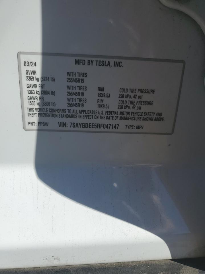 7SAYGDEE5RF047147 2024 Tesla Model Y