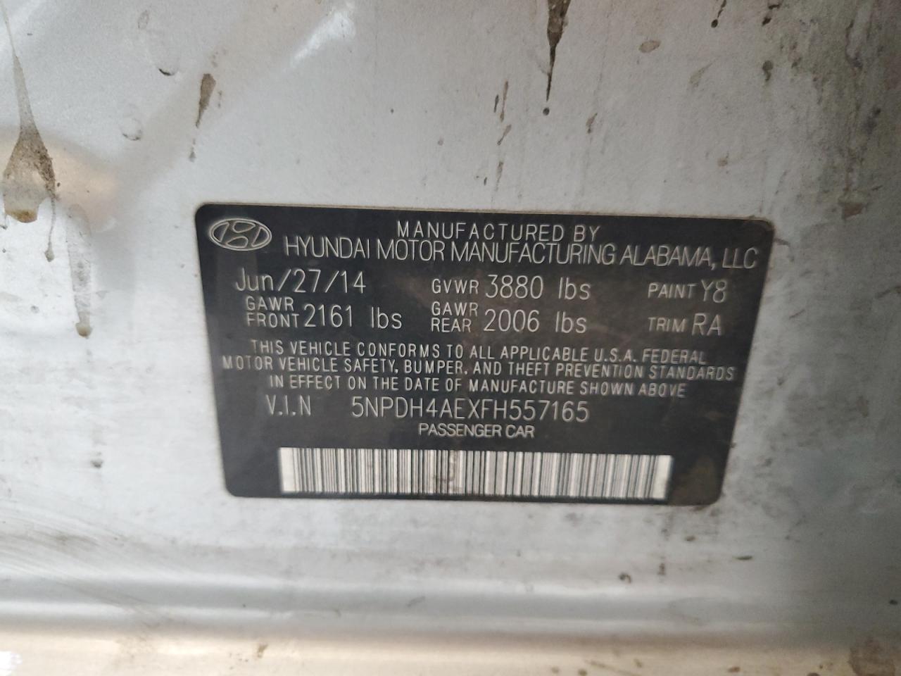 5NPDH4AEXFH557165 2015 HYUNDAI ELANTRA - Image 12