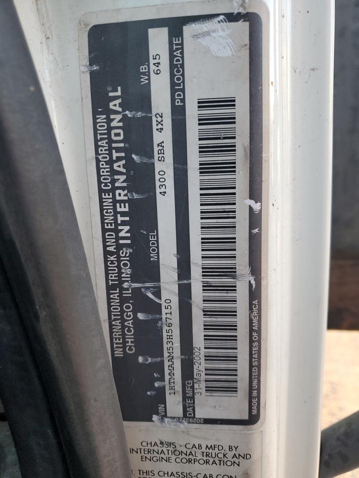 2003 International 4000 4300 VIN: 1HTMMAAM53H567150 Lot: 71686444