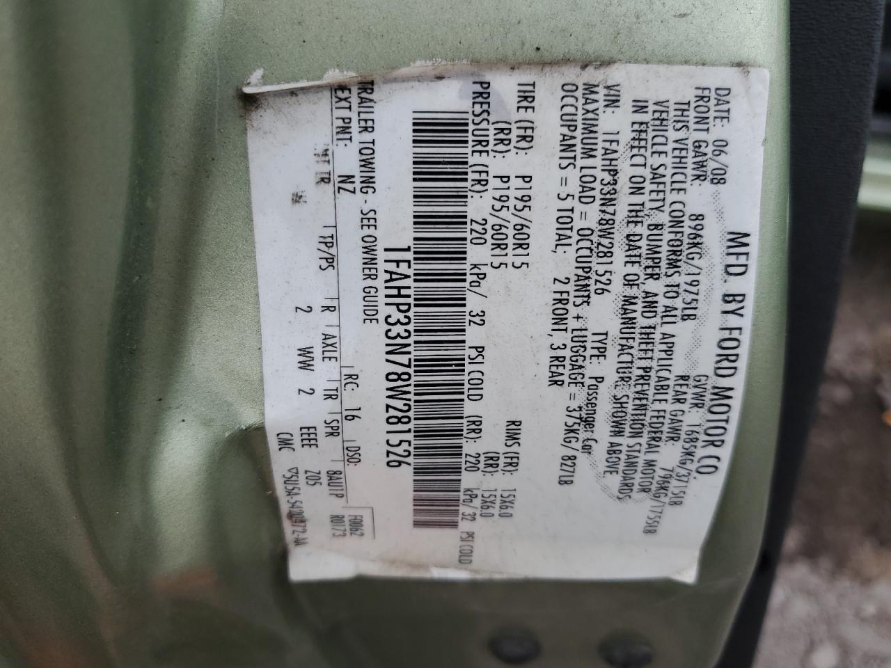 1FAHP33N78W281526 2008 Ford Focus Se