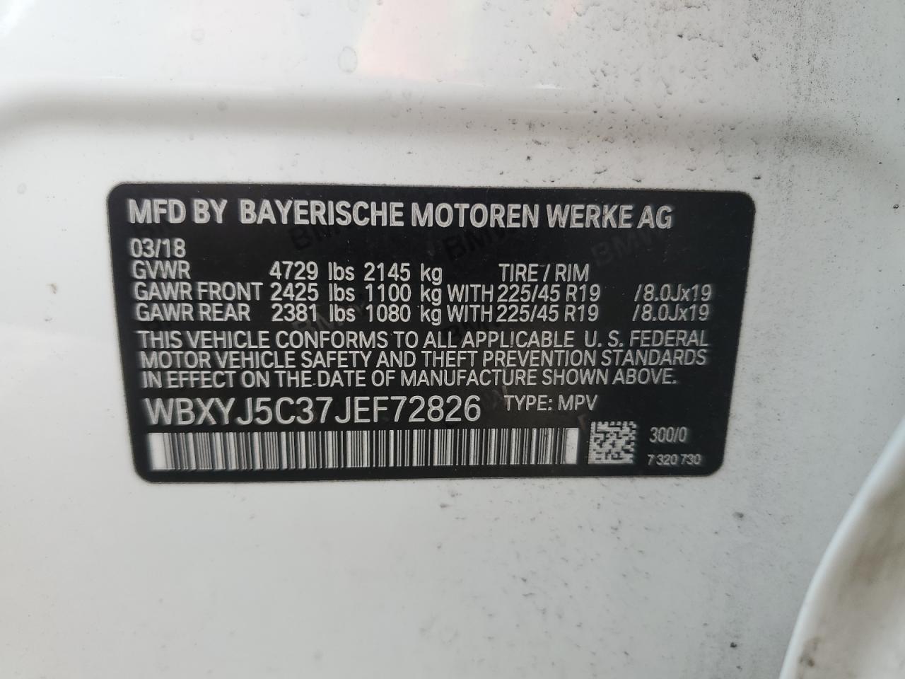 WBXYJ5C37JEF72826 2018 BMW X2 xDrive28I