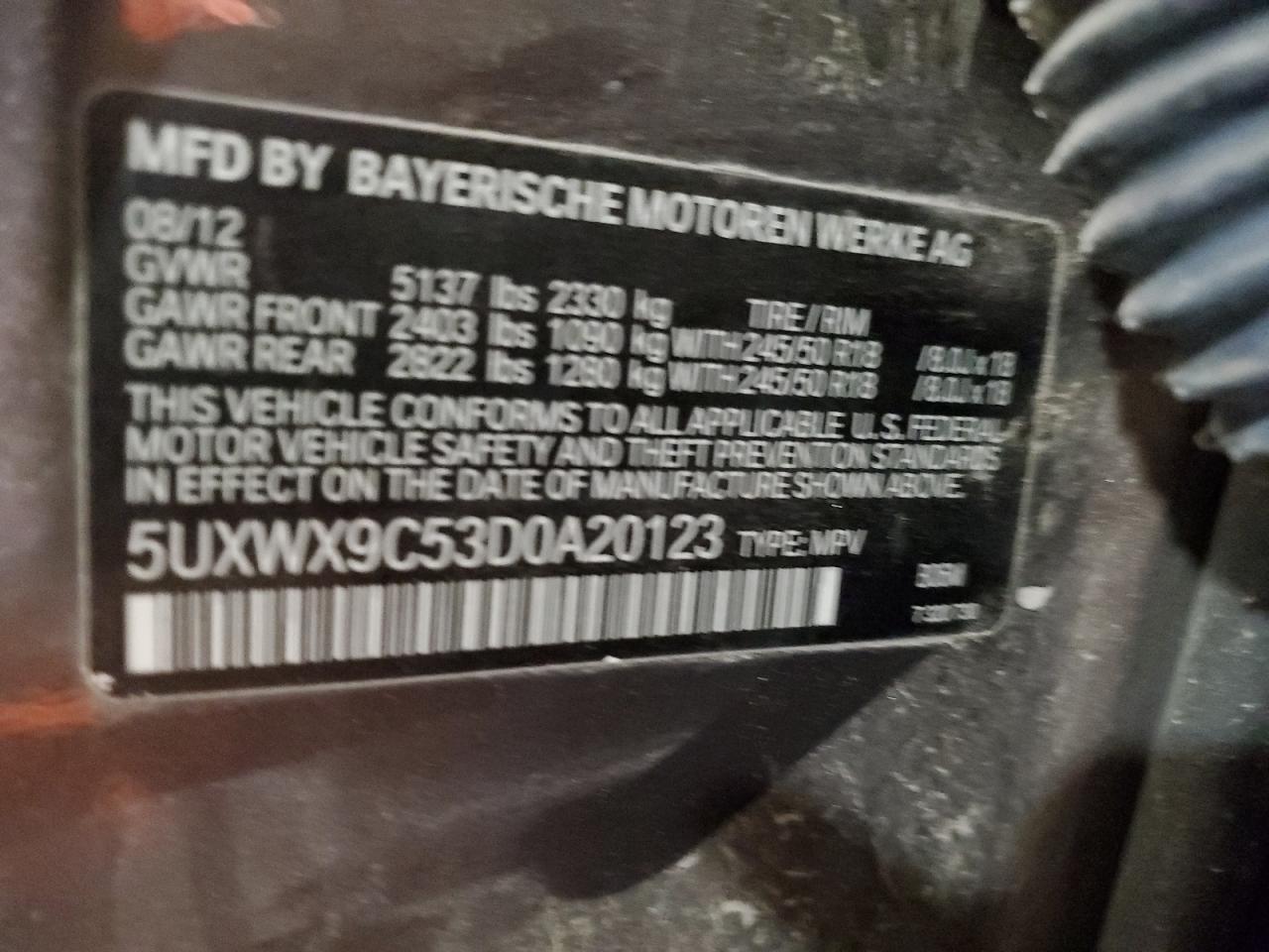 5UXWX9C53D0A20123 2013 BMW X3 xDrive28I