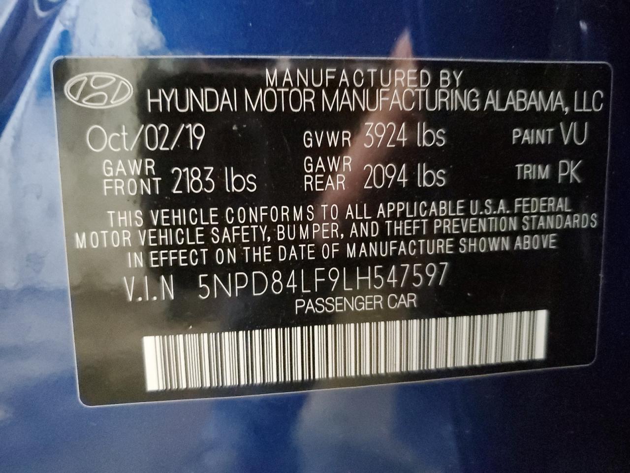 5NPD84LF9LH547597 2020 Hyundai Elantra Sel