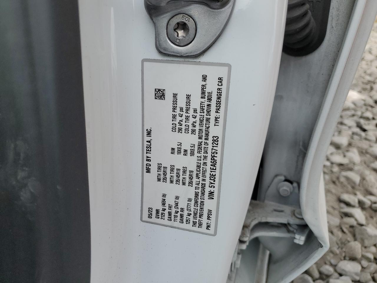 5YJ3E1EA6PF571283 2023 Tesla Model 3