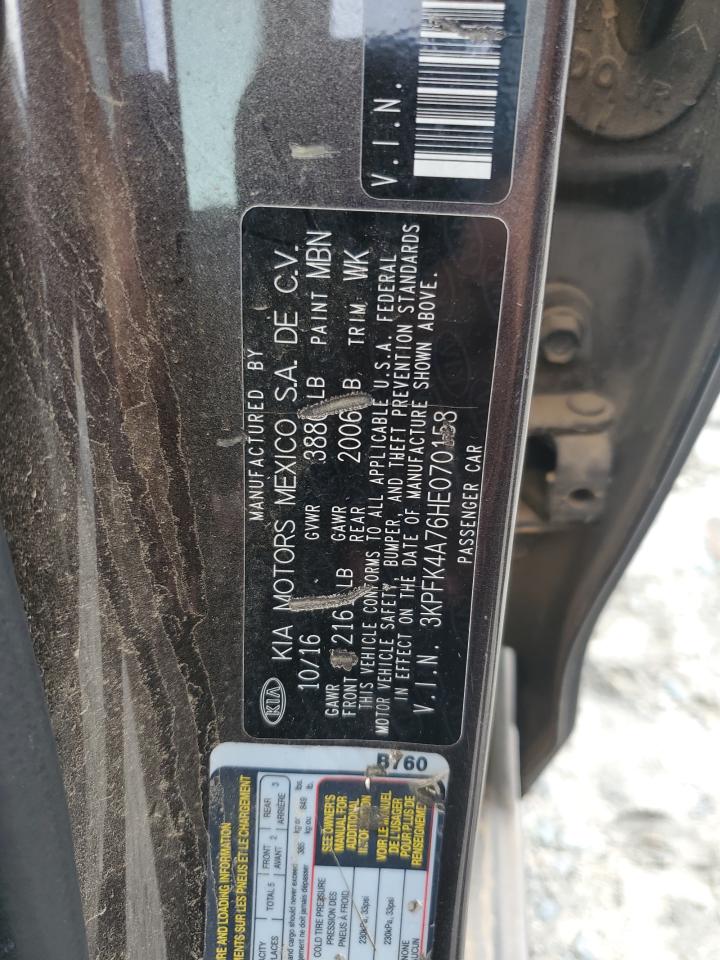 2017 Kia Forte Lx VIN: 3KPFK4A76HE070158 Lot: 70663064