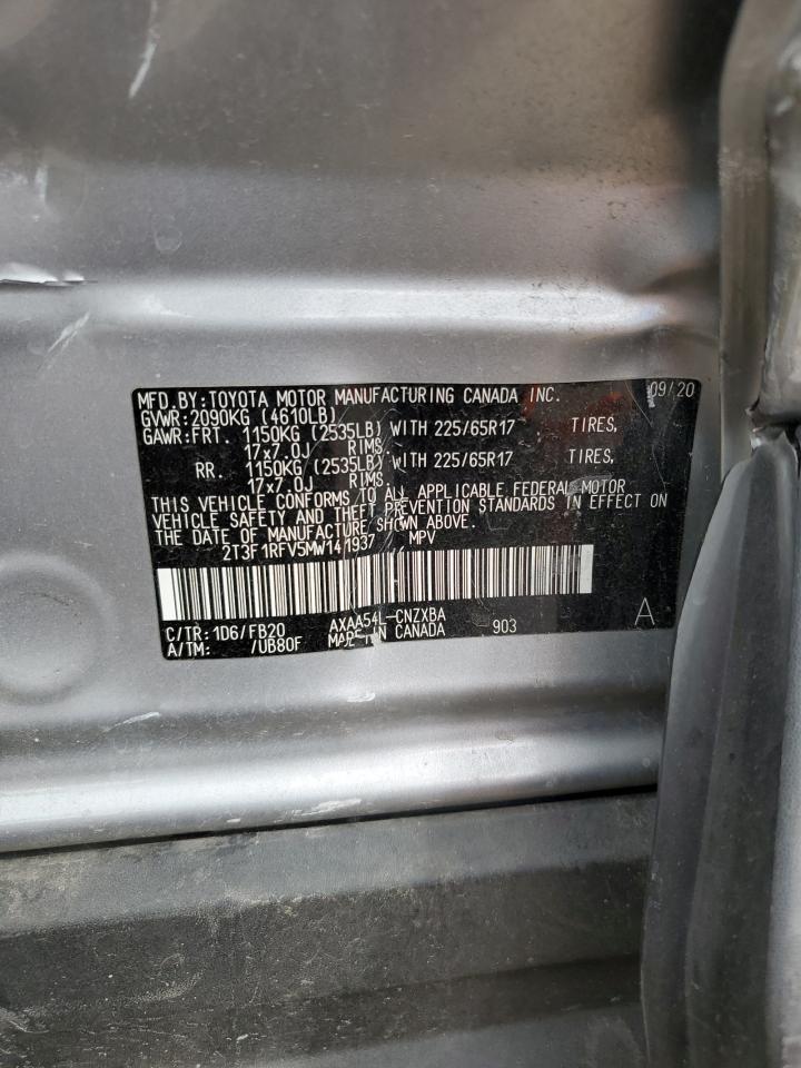 2T3F1RFV5MW141937 2021 Toyota Rav4 Le