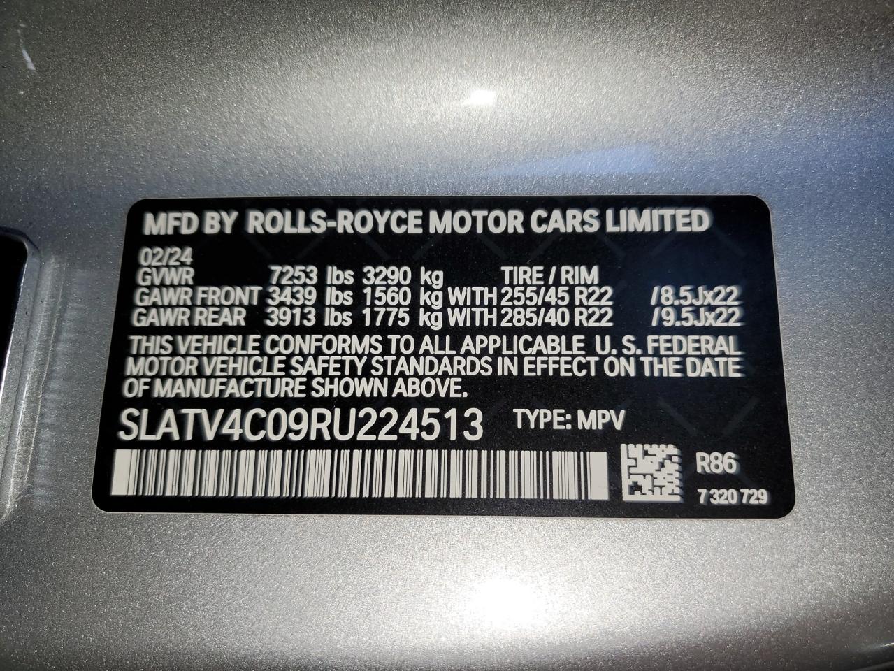 SLATV4C09RU224513 2024 Rolls-Royce Cullinan