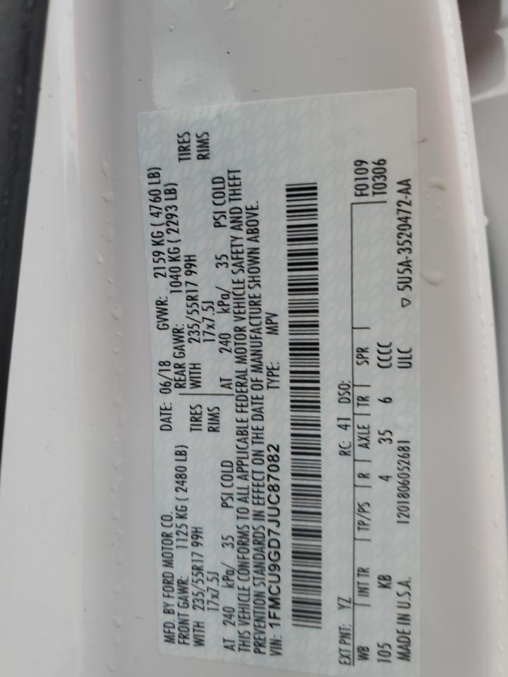 1FMCU9GD7JUC87082 2018 Ford Escape Se