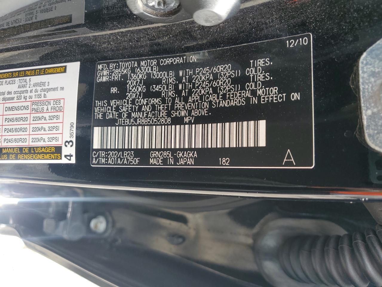 JTEBU5JR8B5052808 2011 Toyota 4Runner Sr5