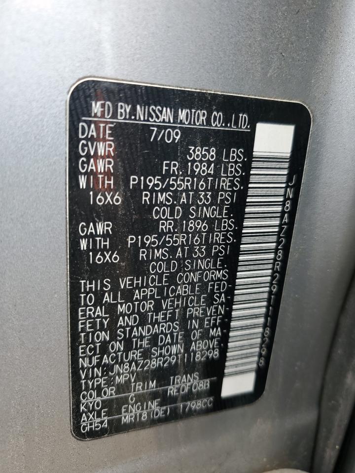 JN8AZ28R29T118298 2009 Nissan Cube Base