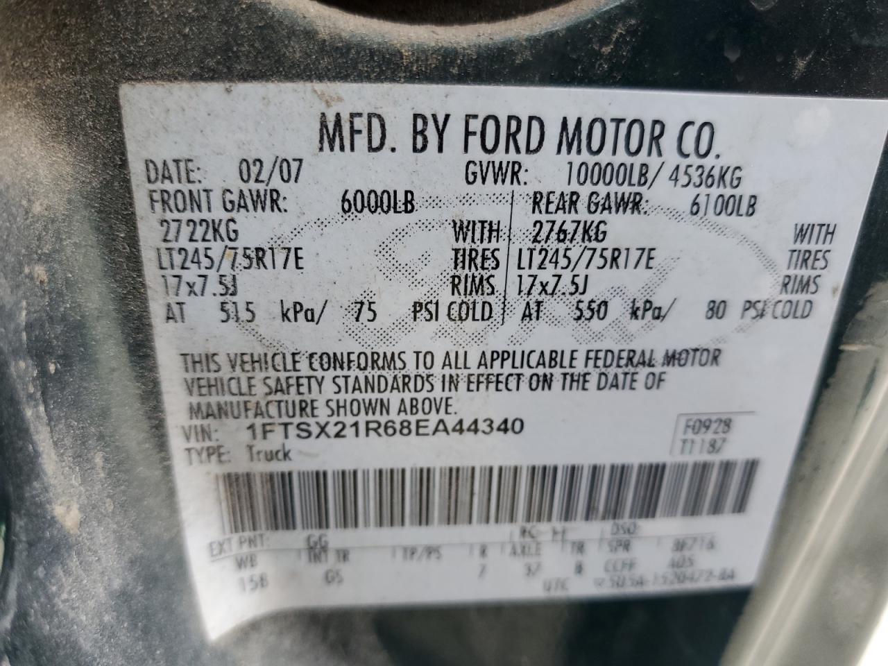 1FTSX21R68EA44340 2008 Ford F250 Super Duty