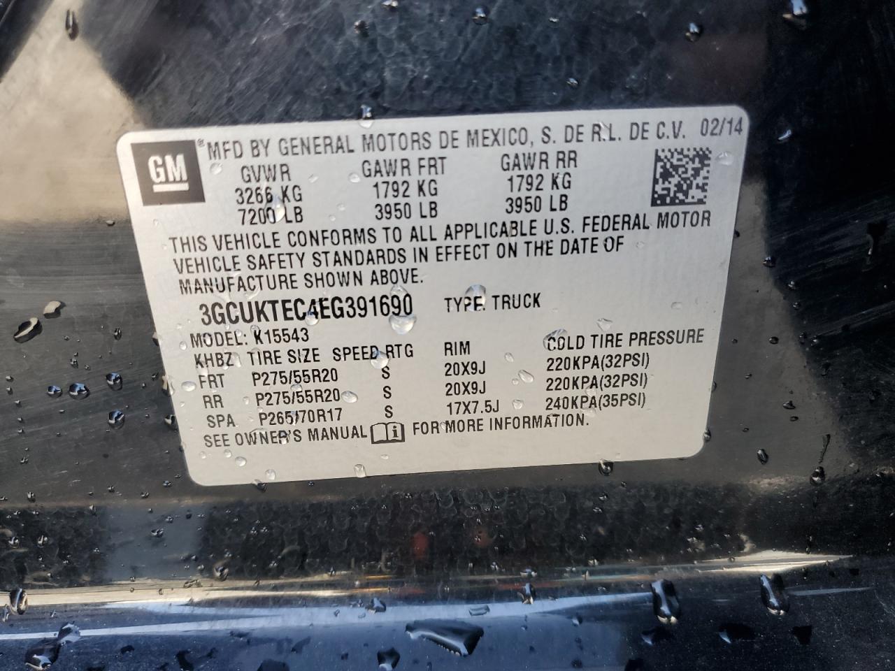 3GCUKTEC4EG391690 2014 Chevrolet Silverado K1500 High Country