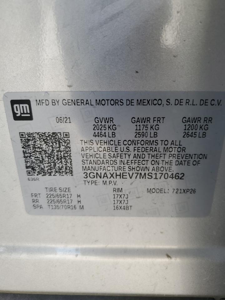 3GNAXHEV7MS170462 2021 Chevrolet Equinox Ls