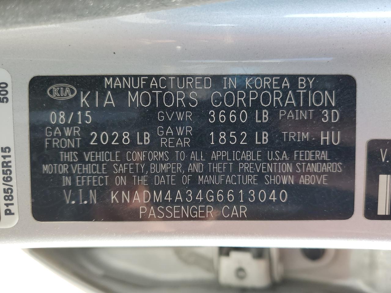 KNADM4A34G6613040 2016 Kia Rio Lx