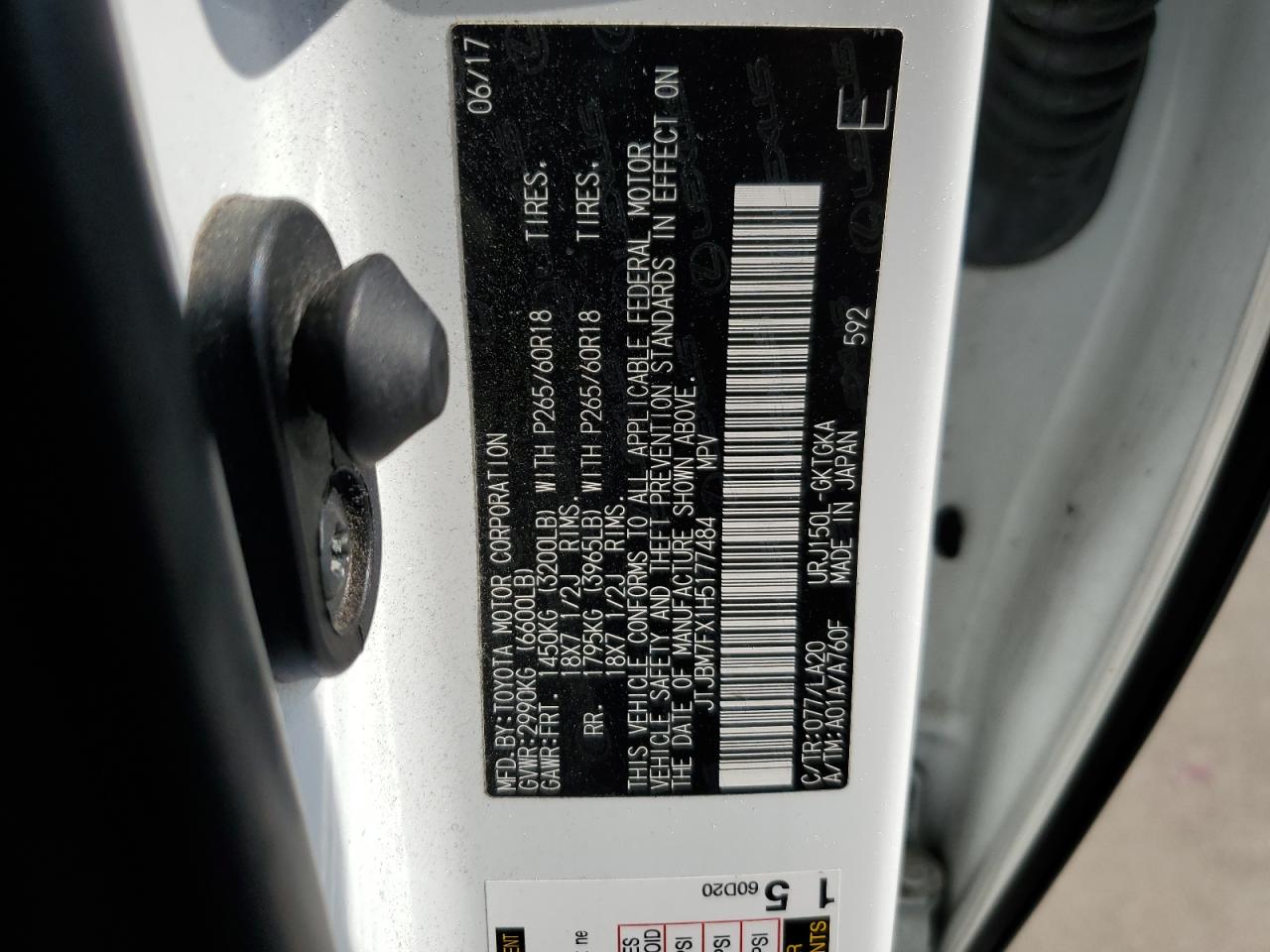 JTJBM7FX1H5177484 2017 Lexus Gx 460