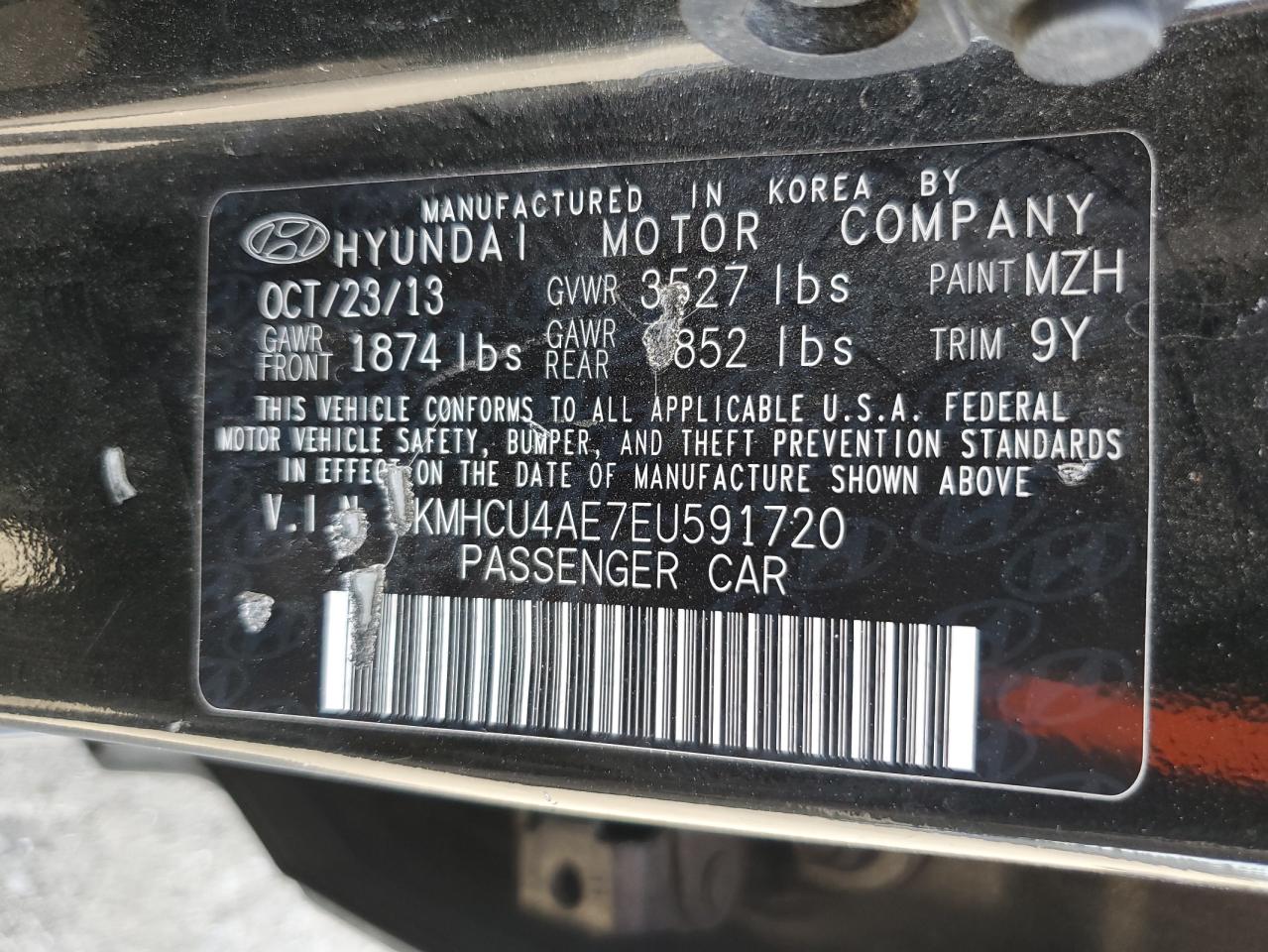 KMHCU4AE7EU591720 2014 Hyundai Accent Gls