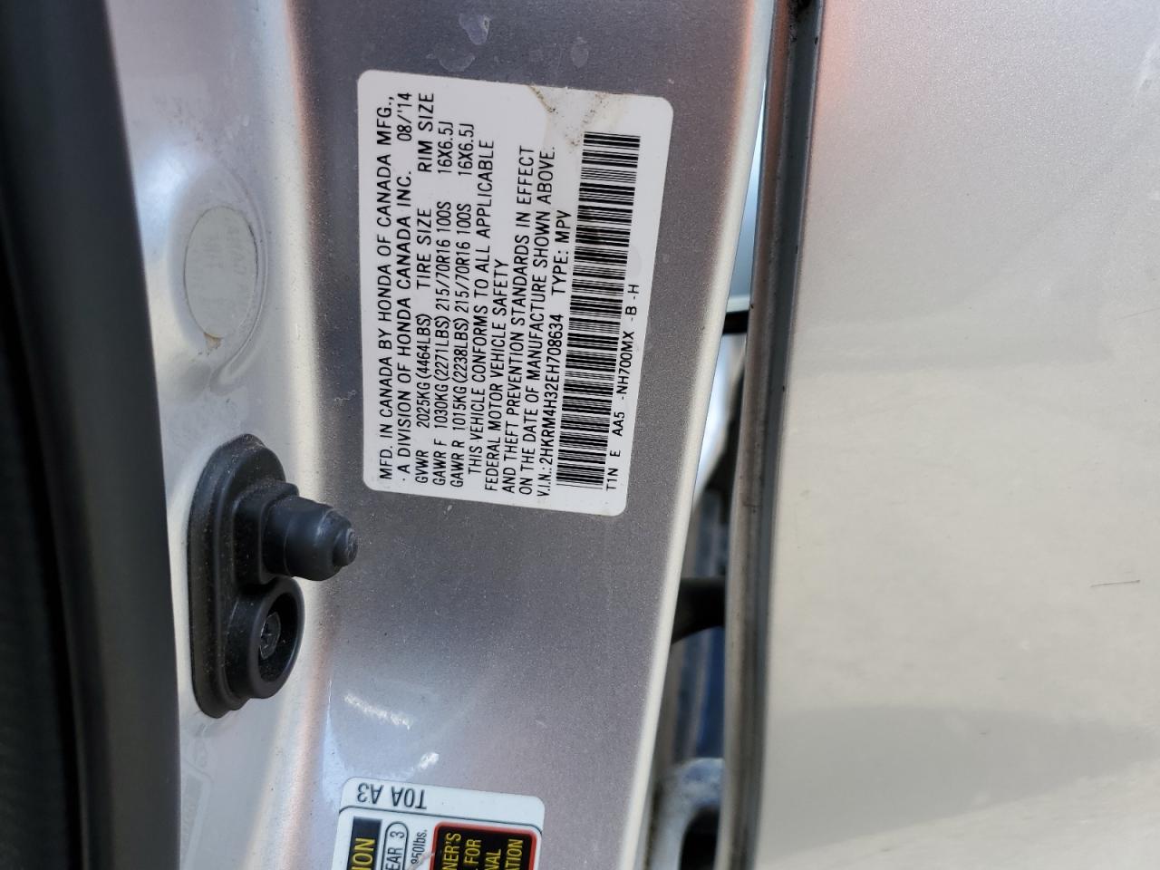 2HKRM4H32EH708634 2014 Honda Cr-V Lx