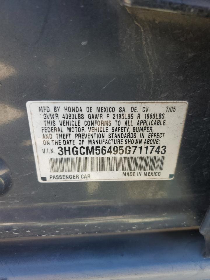 3HGCM56495G711743 2005 Honda Accord Lx