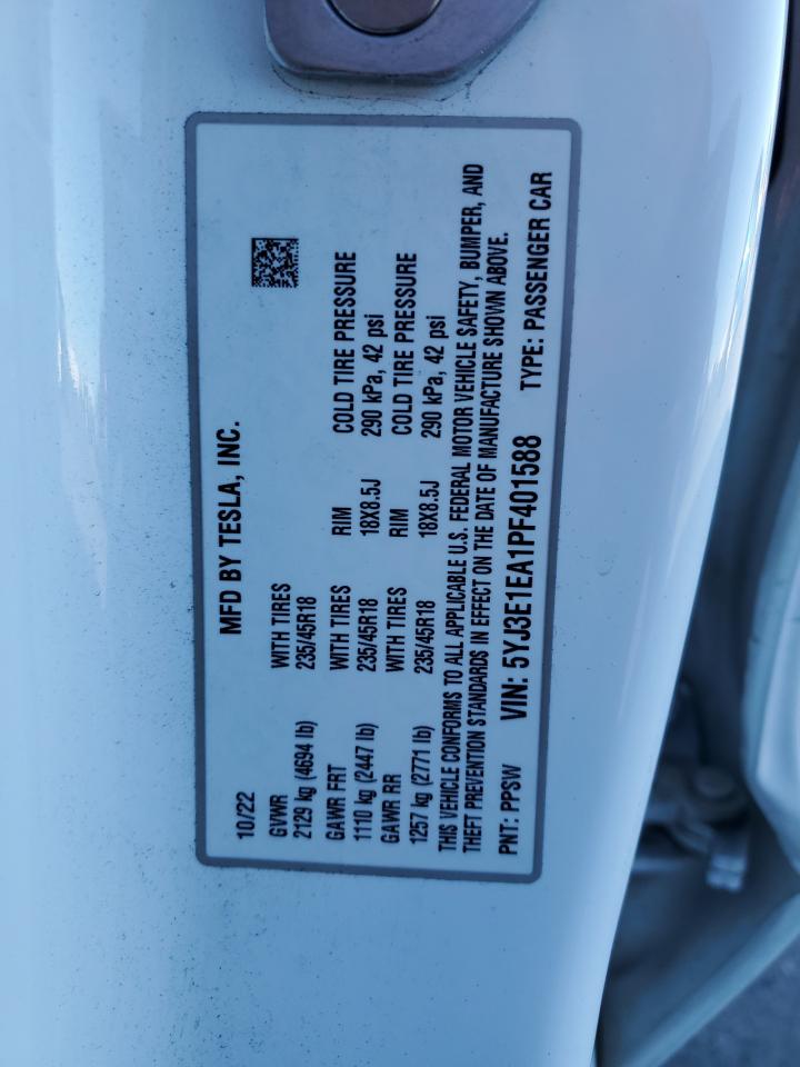 5YJ3E1EA1PF401588 2023 Tesla Model 3