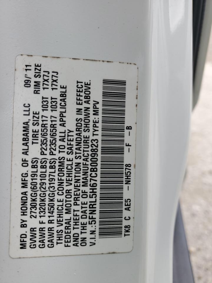 5FNRL5H67CB009823 2012 Honda Odyssey Exl