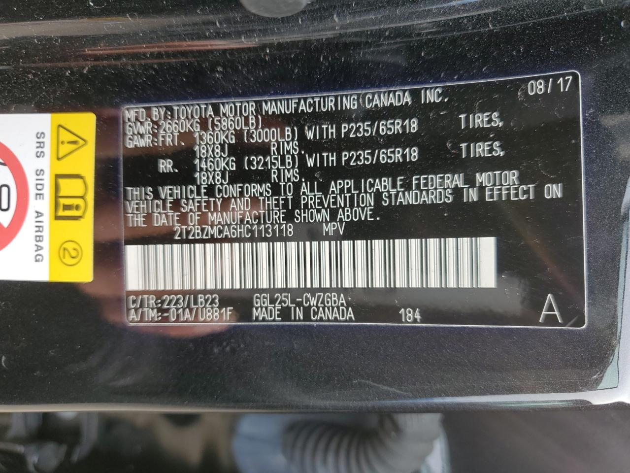 2T2BZMCA6HC113118 2017 LEXUS RX - Image 13