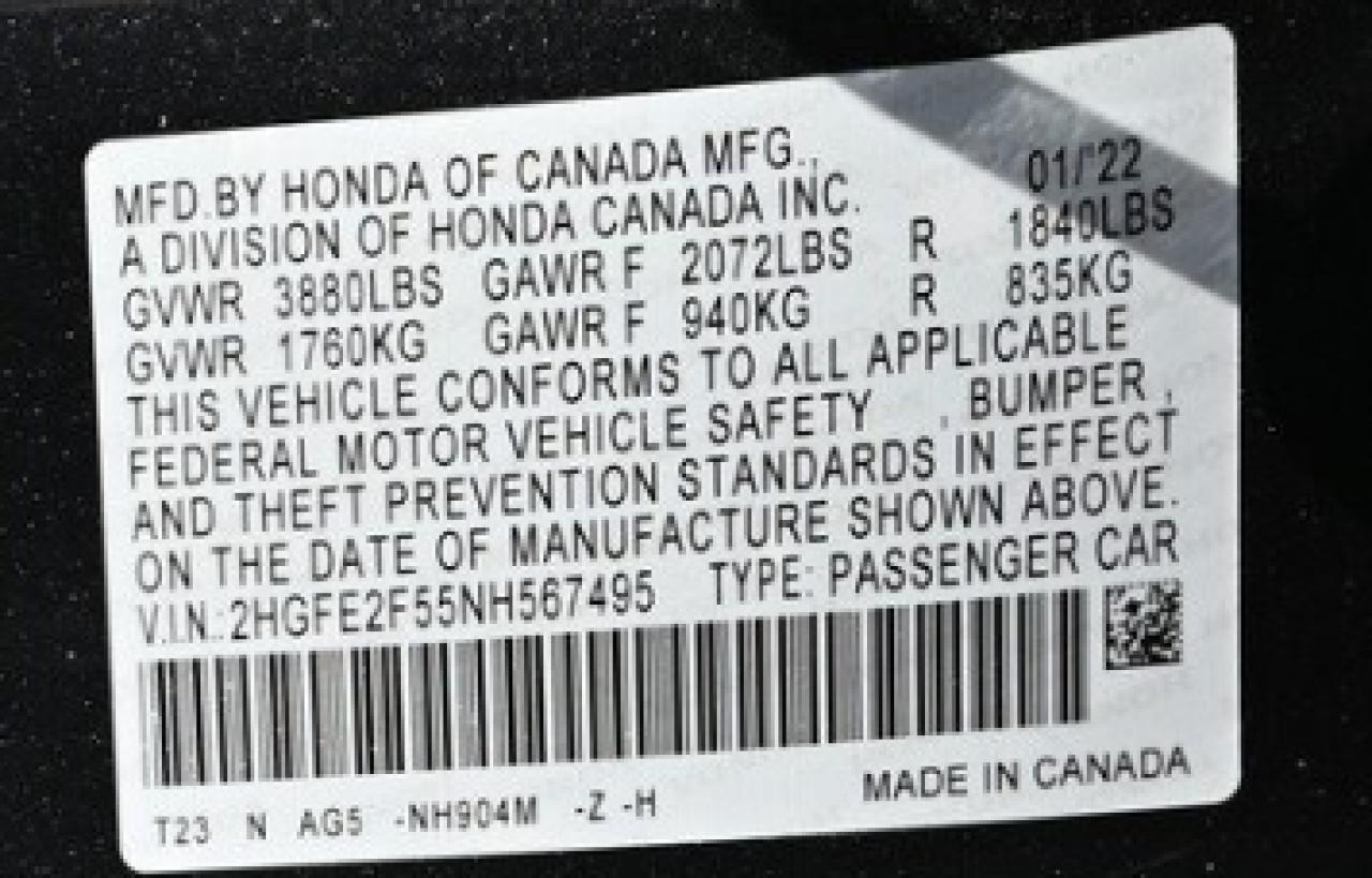 2HGFE2F55NH567495 2022 HONDA CIVIC - Image 10