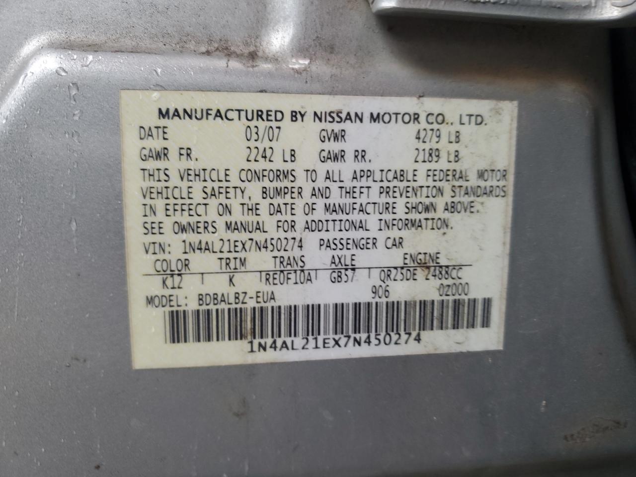 1N4AL21EX7N450274 2007 Nissan Altima 2.5