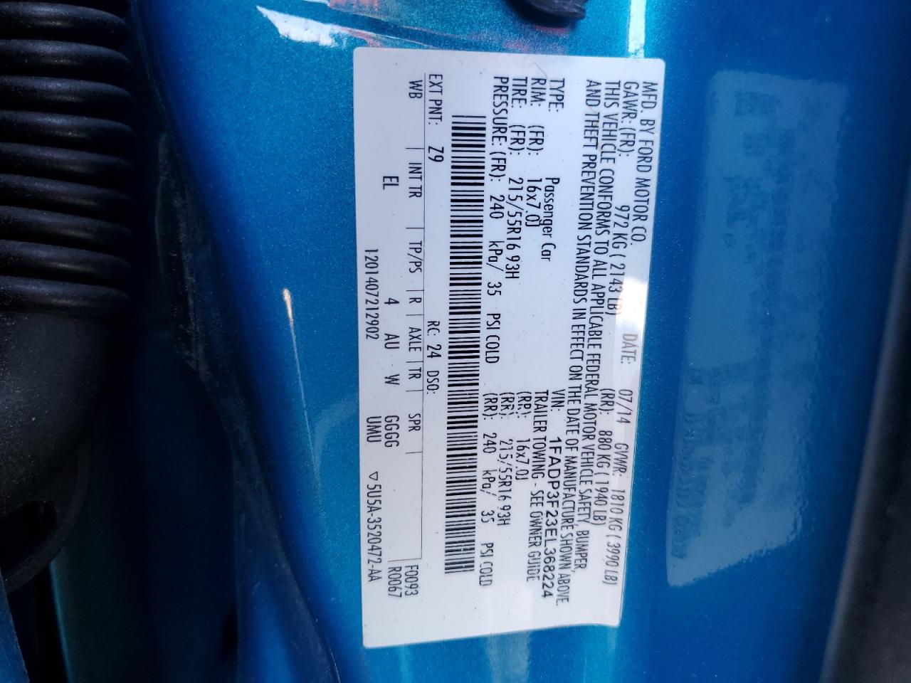 1FADP3F23EL368224 2014 Ford Focus Se