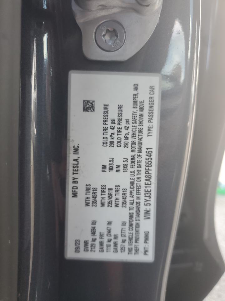 5YJ3E1EA8PF655461 2023 Tesla Model 3