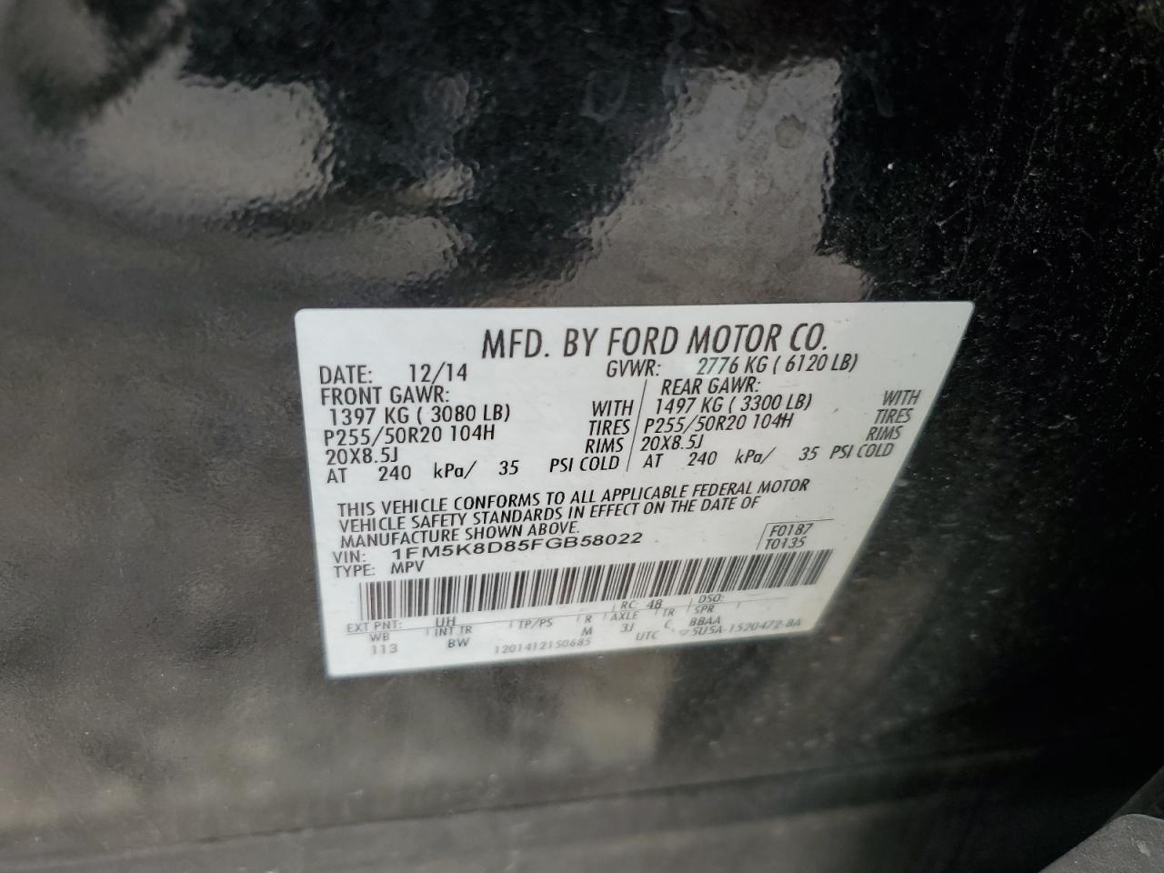 1FM5K8D85FGB58022 2015 FORD EXPLORER - Image 13