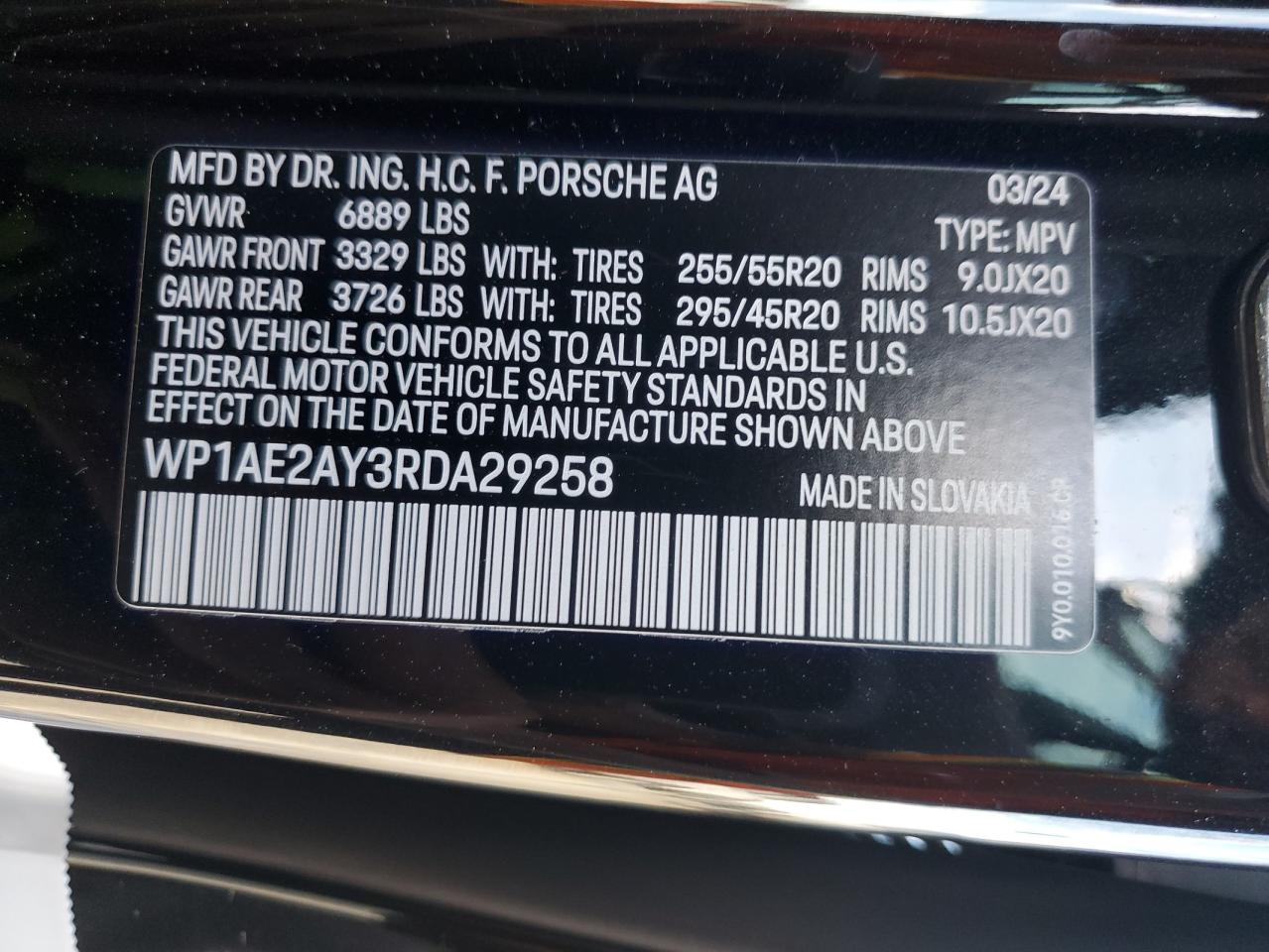 2024 Porsche Cayenne E-Hybrid VIN: WP1AE2AY3RDA29258 Lot: 73795544