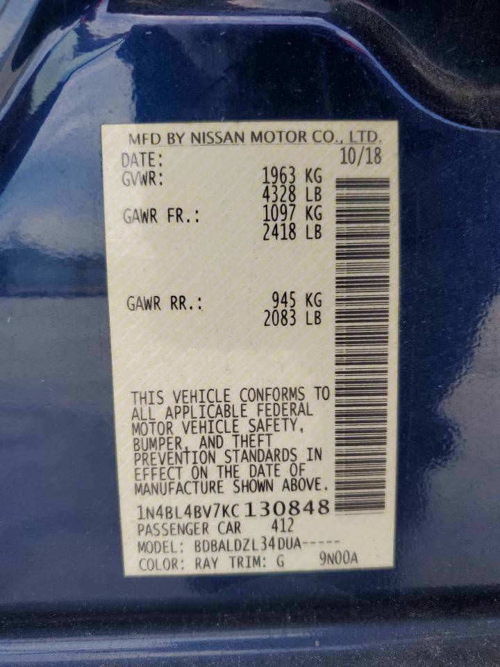 1N4BL4BV7KC130848 2019 Nissan Altima S