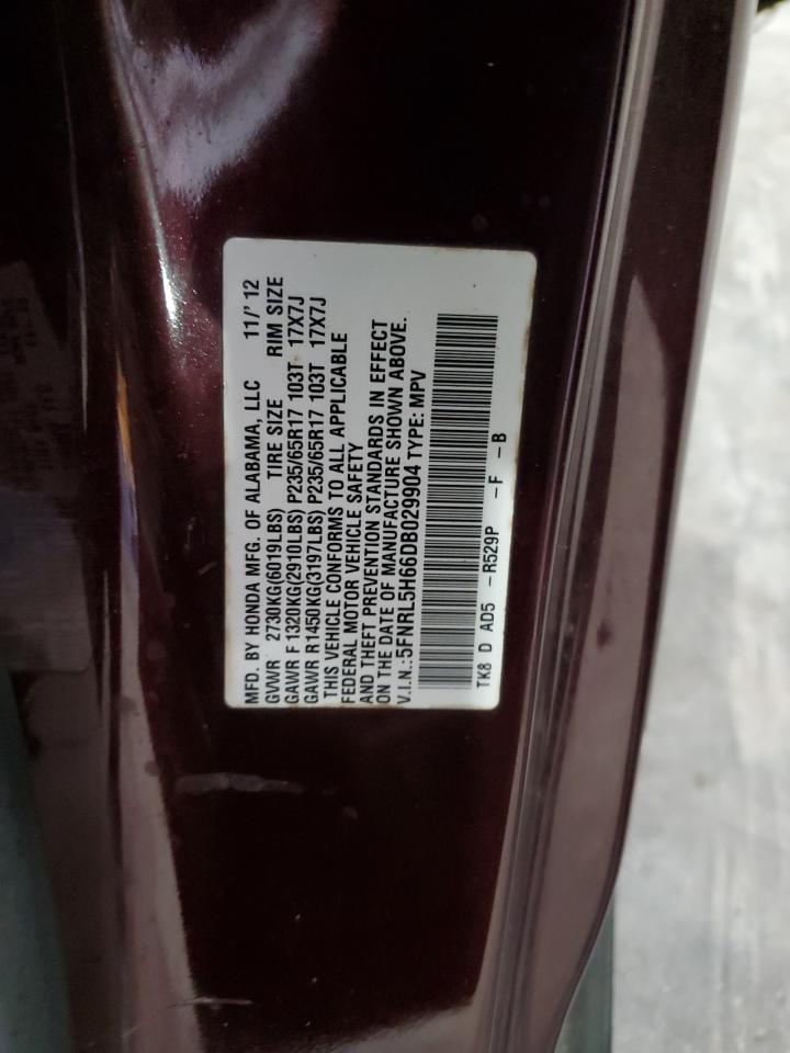 5FNRL5H66DB029904 2013 Honda Odyssey Exl