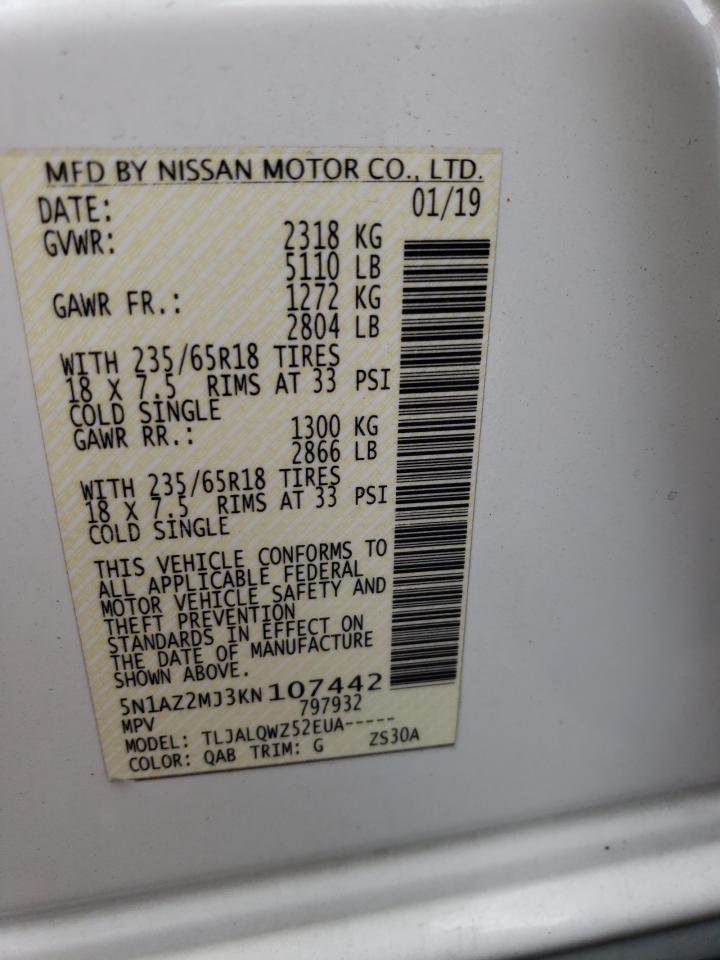 5N1AZ2MJ3KN107442 2019 Nissan Murano S